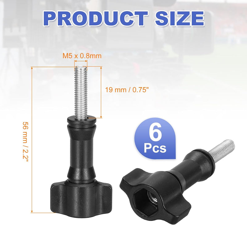 Chargez l'image dans la visionneuse de la galerie, Vis moletées pour caméra d’action 6 pièces M5 x 0,8 mm noires – vis de fixation – accessoires pour caméra d’action
