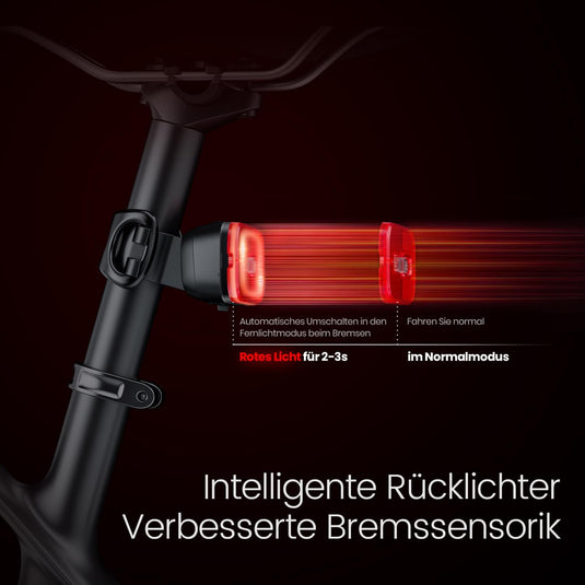 Oplaadbare fietsverlichting set met voorlicht en achterlicht met remsensor – fietslamp – LED fietslicht
