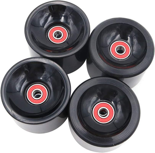 Longboard wielen 70 x 51 mm 78A met ABEC-9 lagers 4 stuks zwart – cruiser skateboard wielen