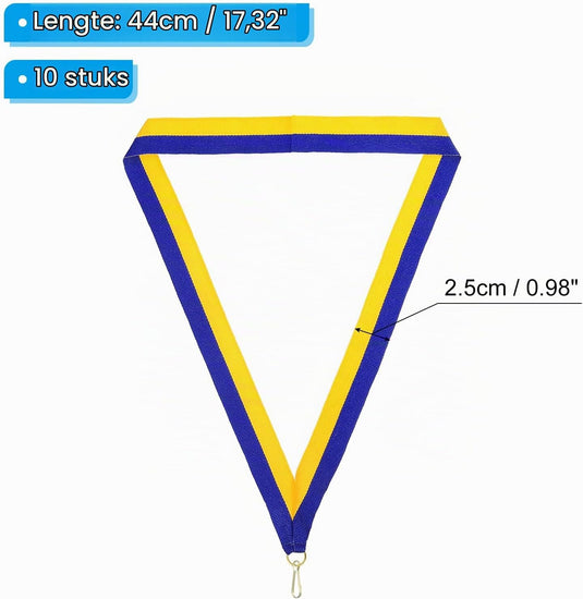 Medaille neklinten 10 stuks 44 x 2,5 cm met klikclip – award linten – sport accessoires