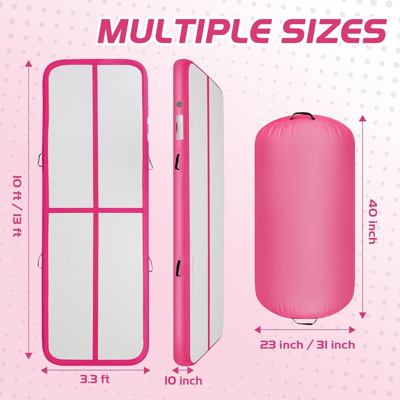 Laden Sie das Bild in Galerie -Viewer, Opblaasbare turnmat 3 m met air roller – 10 cm dik – gymnastiekmat met elektrische pomp voor tumbling en cheerleading
