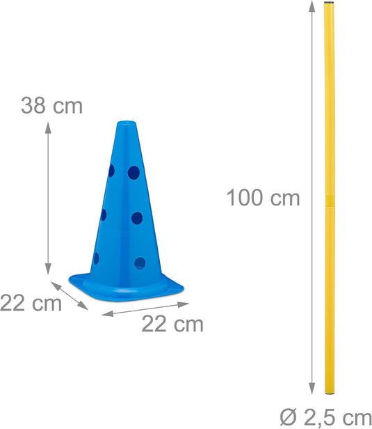 Agility hindernisset 18-delig met 12 pionnen en 6 stokken – hondentraining – sporthorden