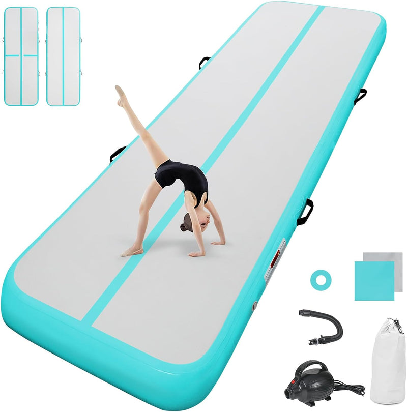 Laden Sie das Bild in Galerie -Viewer, Opblaasbare airtrack 3-6 m – turnmat 10/20 cm met elektrische pomp – voor gymnastiek, tumbling, yoga en taekwondo

