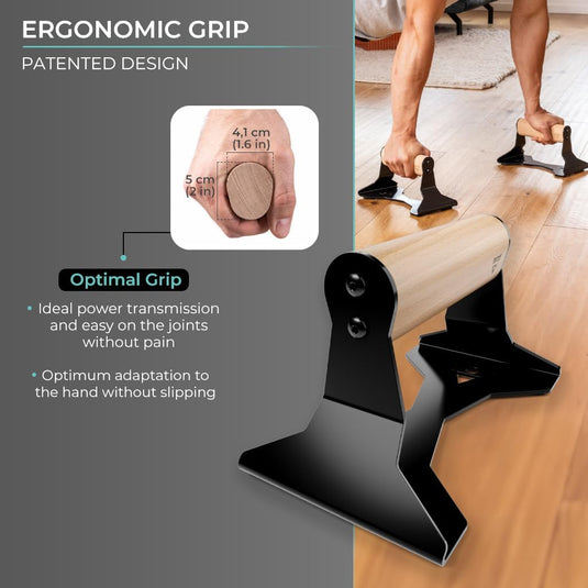 Push-up bars met houten handgrepen en antislip stalen frame – opdruksteunen – calisthenics