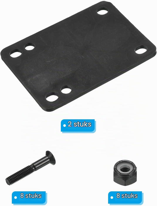 Skateboard riser pads 3 mm 2 stuks met 29 mm schroeven en moeren – shock pads – skate accessoires