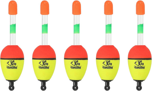 Visdobbers 5 stuks 5 gram van EVA geel 86 mm – schuifdobbers – visaccessoires