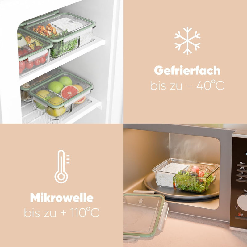 Chargez l'image dans la visionneuse de la galerie, Glazen meal prep bakjes set van 3 met 3 vakken
