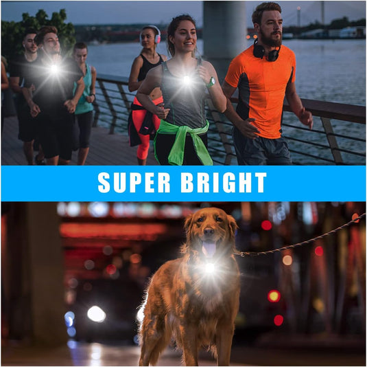 URAQT Clip op Running Lights, 4 Lichtstanden Waterdicht Outdoor Night Clip on Running Lights met 2 Pcs Reflectorbanden, USB Oplaadbare LED Licht voor Runners Camping Wandelen (1 pc)