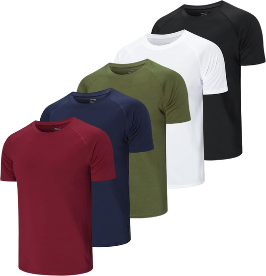 Heren sportshirts 3 of 5 stuks sneldrogend en ademend – fitness shirt – hardloopshirt