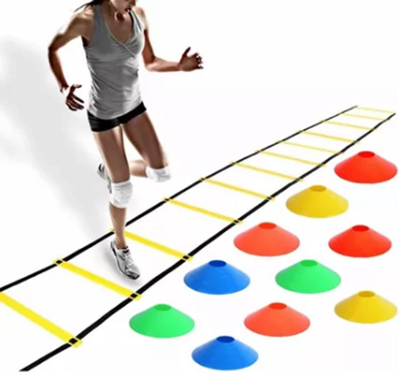 Chargez l'image dans la visionneuse de la galerie, Agility ladder 6 meter met 12 sporten en 10 pionnen – coördinatieladder – snelheidstraining
