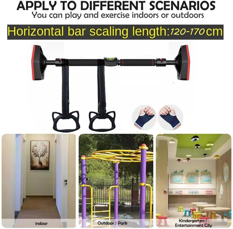 Laad afbeelding in Galerijviewer, Verstelbare optrekstang 120-170 cm zonder boren met waterpas – pull-up bar – krachttraining
