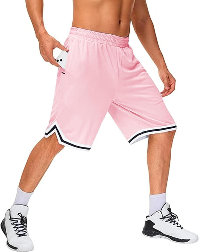 Load image into Gallery viewer, Lange basketbalshort heren van ademend mesh met ritszak – sportshort – fitness broek
