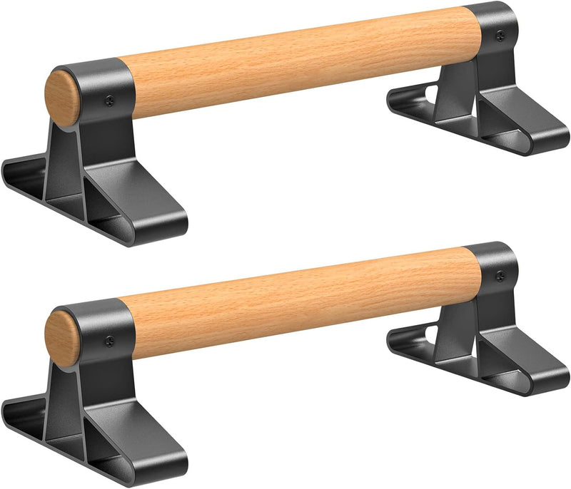 Load image into Gallery viewer, Parallettes met houten handgrepen en stalen frame tot 272 kg – push-up bars – calisthenics
