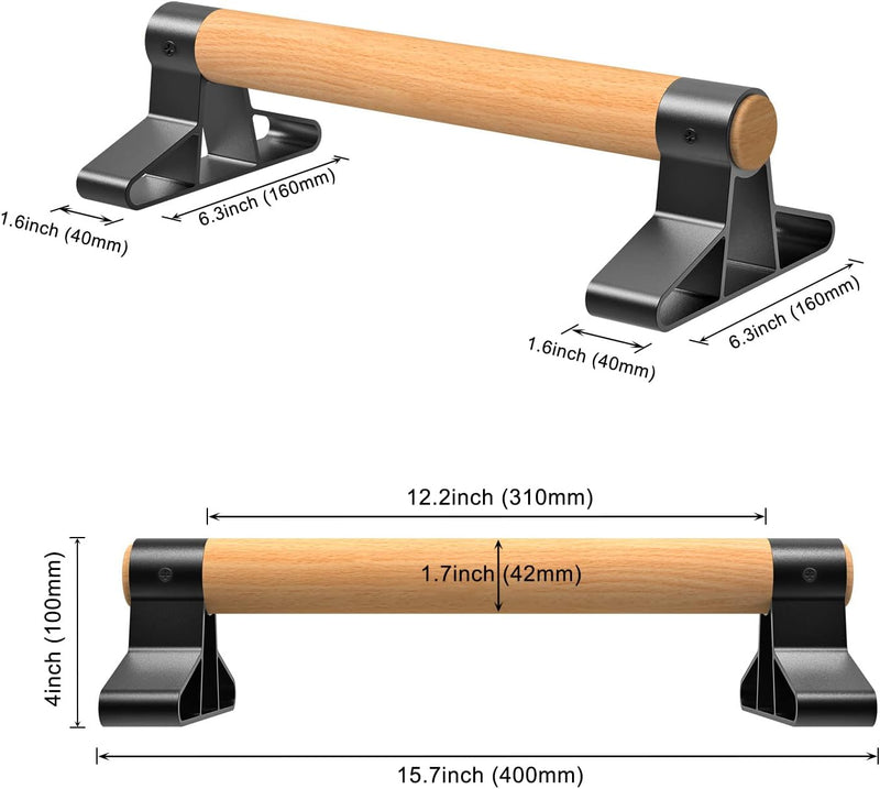 Load image into Gallery viewer, Parallettes met houten handgrepen en stalen frame tot 272 kg – push-up bars – calisthenics
