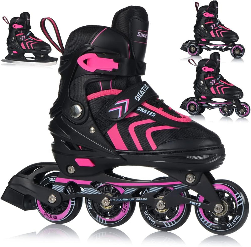 Load image into Gallery viewer, Inlineskates, 4-in-1 rolschaatsen, inline skates, schaatsen, verstelbaar, voor kinderen en volwassenen, ABEC7 lagers, maten 29-43
