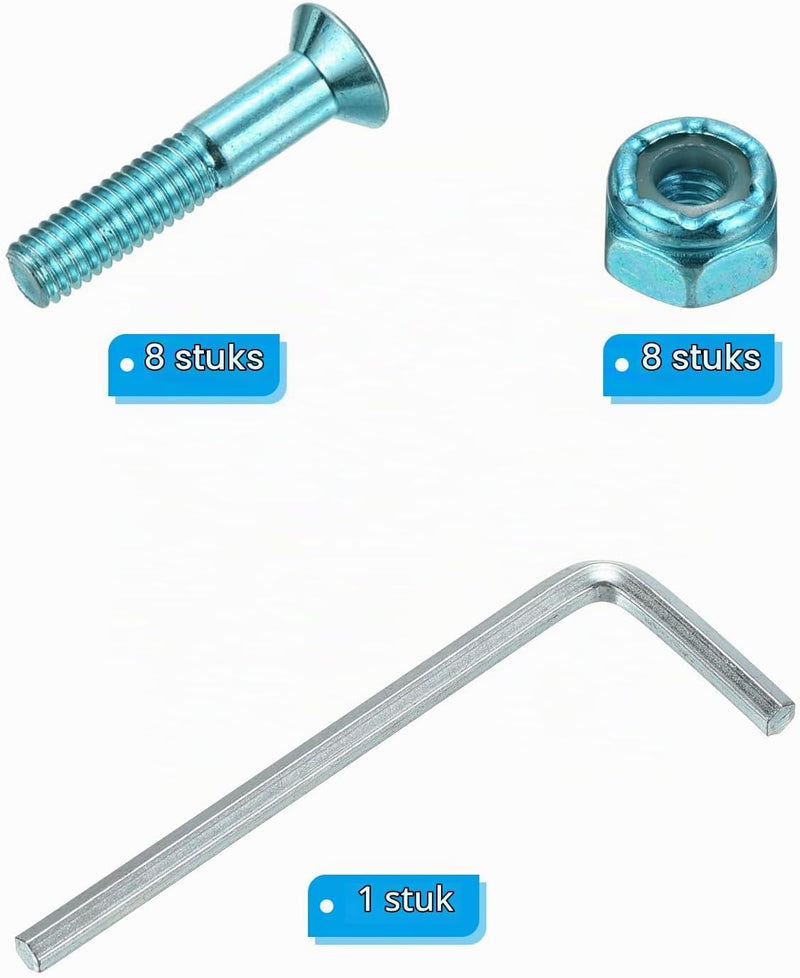 Carica immagine in Galleria Viewer, Skateboard hardware set 1 inch met schroeven moeren en inbussleutel blauw – montagebouten – skate accessoires
