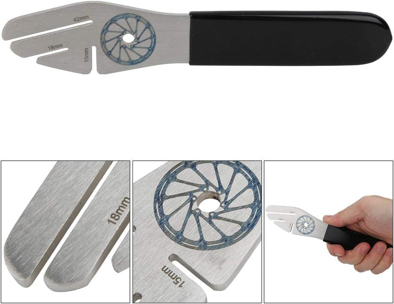 Load image into Gallery viewer, Fiets remschijf richter van roestvrij staal met 3 correctiesleuven en antislip handgreep – rotor richter – schijfremgereedschap
