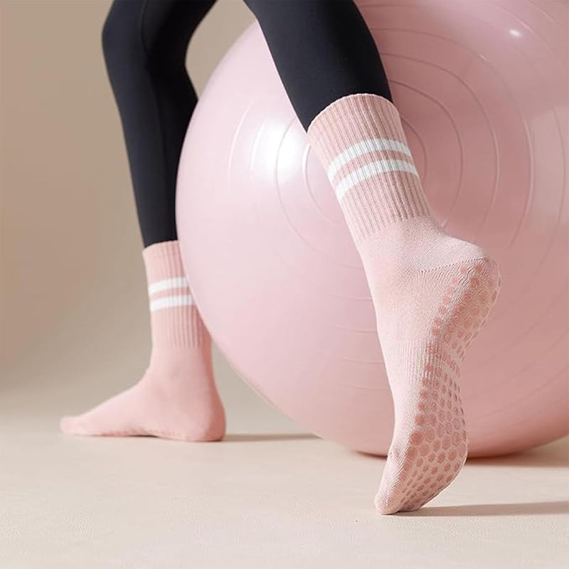 Carica immagine in Galleria Viewer, Antislip sokken dames 4 paar maat 35-40 met siliconen grip – yoga pilates trampoline sokken
