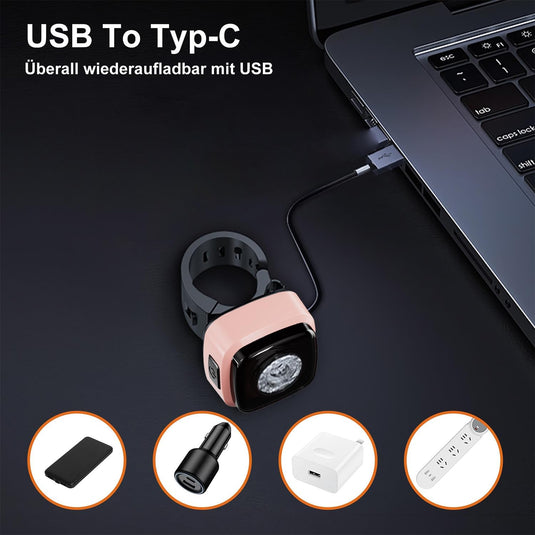Oplaadbaar fietsvoorlicht USB-C IPX5 waterbestendig met 3 lichtstanden – fietslamp – fietsverlichting