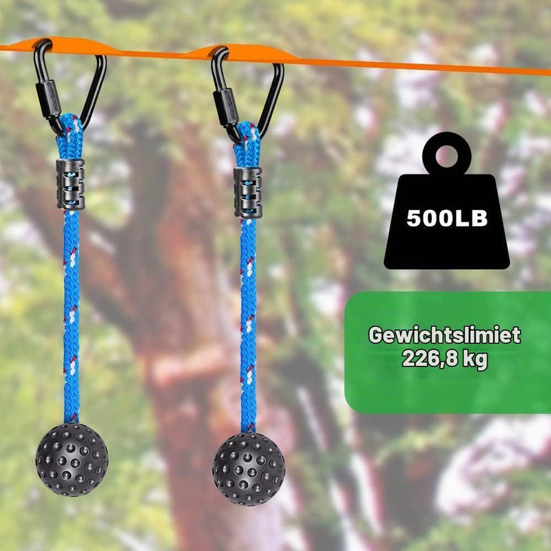 Załaduj obraz w przeglądarce galerii, Drewniane drążki do zwisania, 2 sztuki, 35 cm, z linami do zawieszania i karabińczykami – tor ninja – akcesoria do wspinaczki
