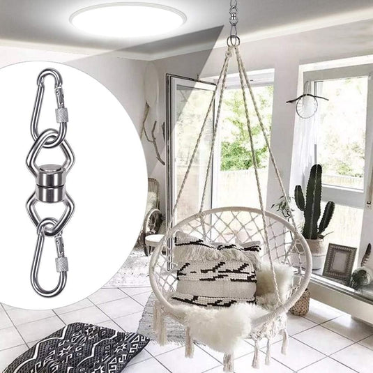 Schommelwartel 360° draaibaar – rvs ophangbeugel met lager voor hangstoel, yogaschommel, klimtouw en hangmat