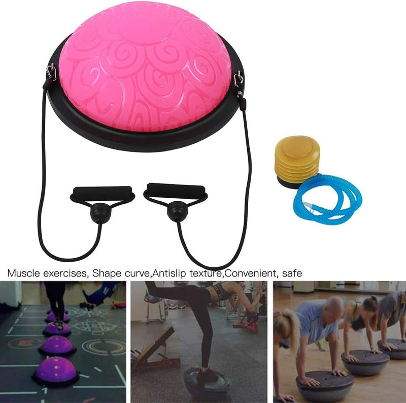Load image into Gallery viewer, Halve yogabal 46 cm met 2 weerstandsbanden – balanstrainer – core training – stabiliteit
