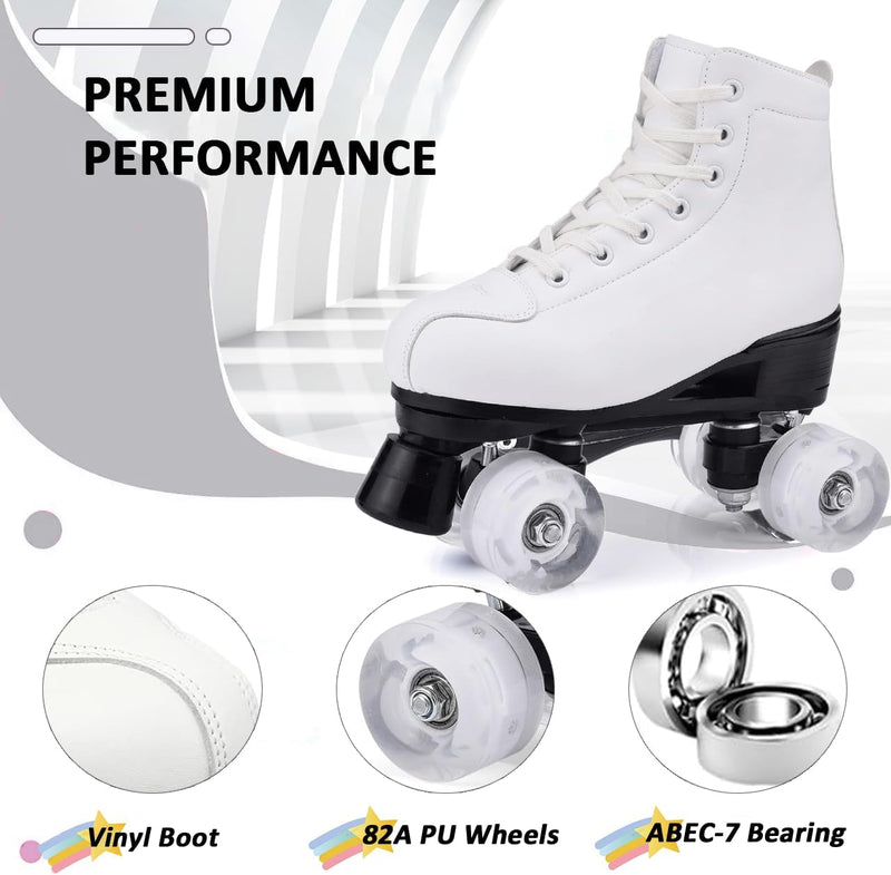 Load image into Gallery viewer, ERNAN Rolschaatsen met 4 wielen, parallelle skates met lichtgevende wielen, klassieke high-top, rolschaatsen voor volwassenen, meisjes, kinderen, beginners, maat 37-43
