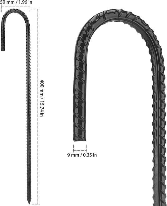 Grondankers 10 stuks 40 cm met J-haak van staal – trampoline haringen – stormankers