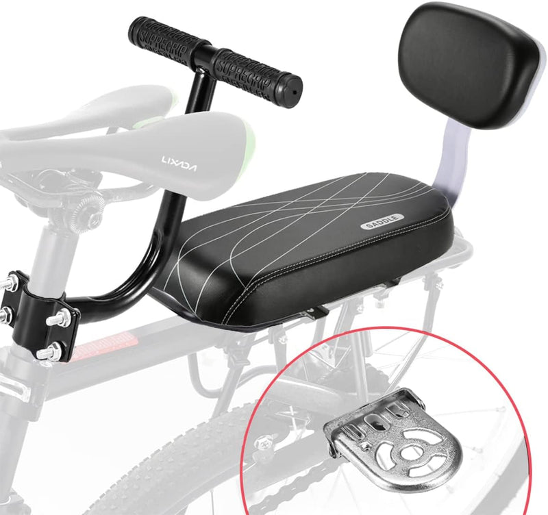 Laden Sie das Bild in Galerie -Viewer, fietszitje achter, zadel met zachte bekleding en rugleuning, voor peuters, kinderen, vrienden, leren bekleding, voor bevestiging op de bagagedrager (set 3)

