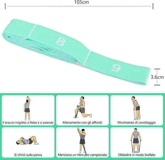 Stretchband met 9 lussen voor yoga en fitness