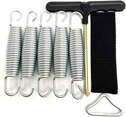 Trampolineveren 5 stuks 120 mm met veertrekker en driehoeksgesp – vervangingsveren – trampoline accessoires