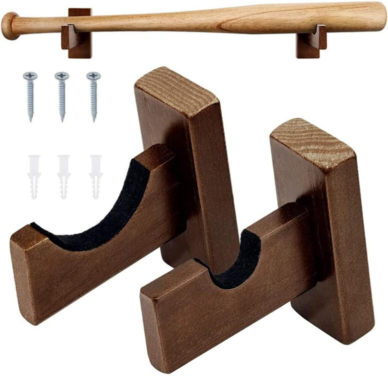 Laad afbeelding in Galerijviewer, Baseballknuppel muurbevestiging, 2 stuks softbalknuppel muurbevestiging, honkbalknuppel horizontale rekbeugel met vilten voering muurbevestiging voor honkbal, softbal, hockeystick vitrine
