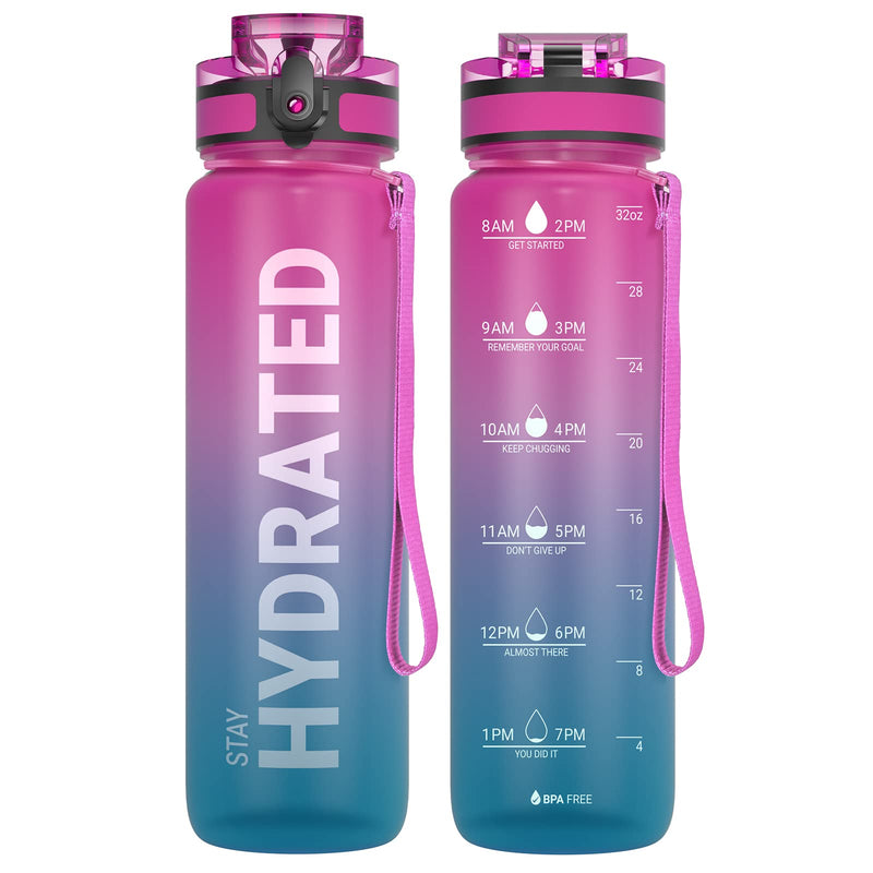 Load image into Gallery viewer, Drinkfles 750 ml BPA-vrij met tijdmarkeringen en lekvrije dop – waterfles – sportfles
