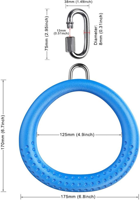 Trapeze ringen 2 stuks met karabijnhaken voor klimrek en schommel – monkey bars – speeltoestel accessoires