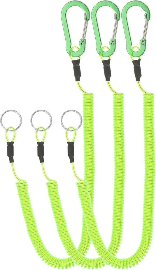 Spiraalkoorden 3 stuks uitschuifbaar tot 150 cm met clip groen – veiligheidslijnen – outdoor accessoires