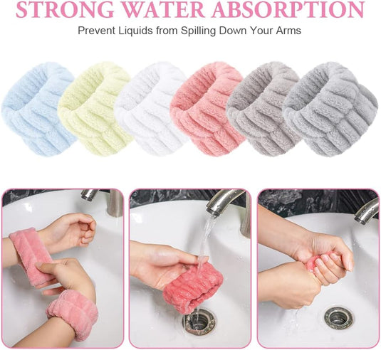 AOOWU Polsband, Elastische Microvezel, Gezichtswas, Cosmetica, Haarband, Spa-armbanden voor Absorberende Zweetband voor Vrouwen en Meisjes, Make-up, Pols, Gezichtsverzorging