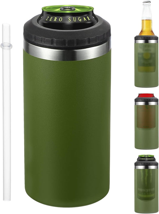 Geïsoleerde blikhouder 16 oz van roestvrij staal – blikkoeler – drinkhouder met rietje