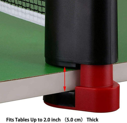 Rozsuwana siatka do tenisa stołowego do 190 cm z regulowanymi zaciskami do stołów o grubości do 5 cm – siatka do ping-ponga – akcesoria do tenisa stołowego