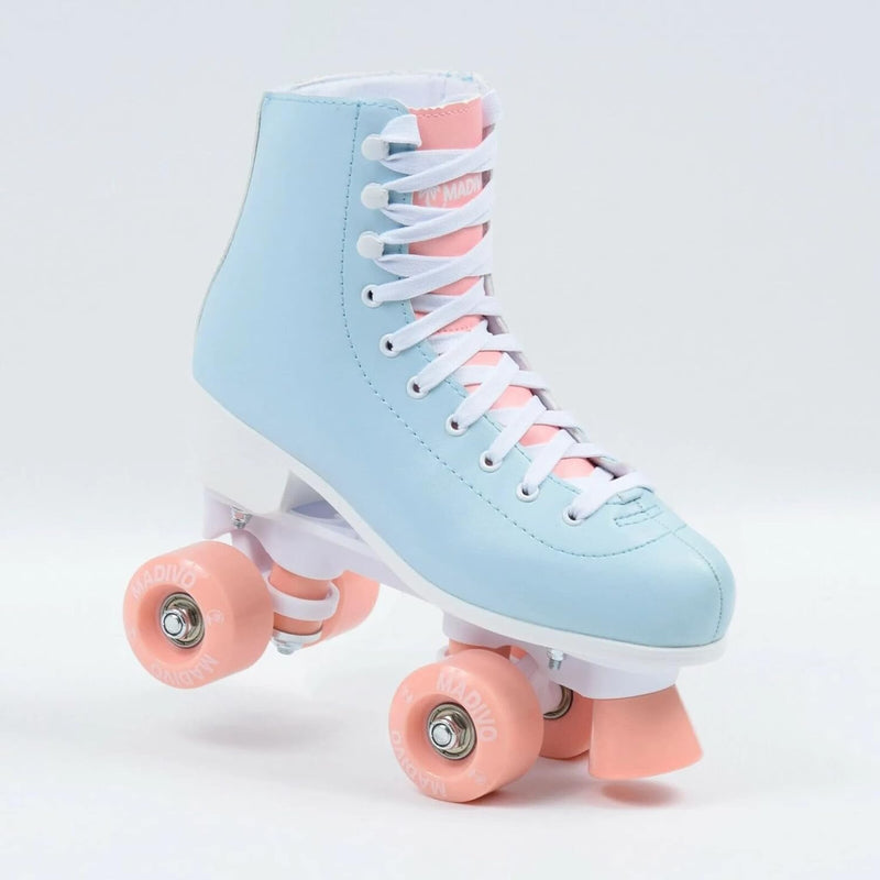 Load image into Gallery viewer, Madivo Pastel Klassieke retro rolschaatsen voor dames | ABEC-7 kogellagers | meisjes rolschaatsen, skeelers| blauw/koraal | maat 35, 36, 37, 38, 39, 40, 41
