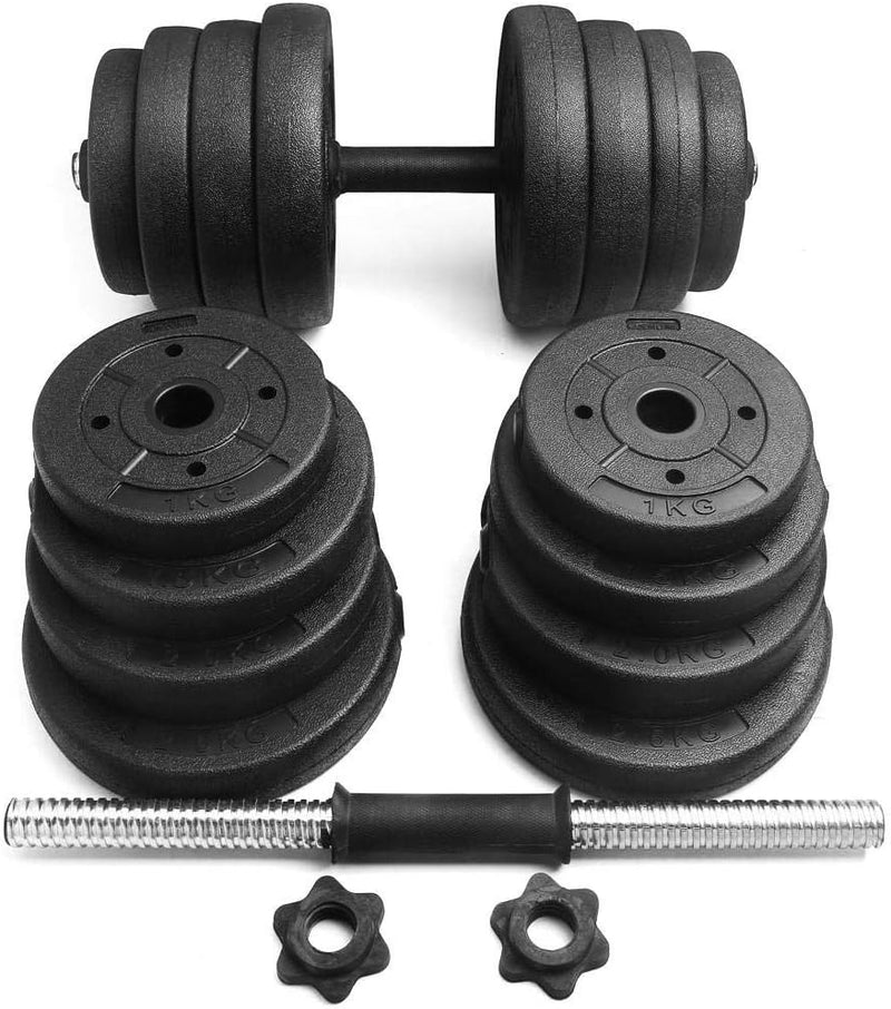 Laad afbeelding in Galerijviewer, Yaheetech set korte halters, 30 kg, handhalterset inclusief halterschijven, halterstangen, varianten met stersluiting, 25 mm
