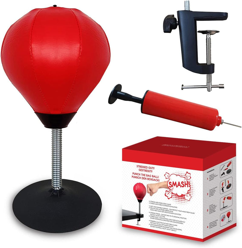 Laden Sie das Bild in Galerie -Viewer, Antistress mini-tafelbokszak met tafelklem en zuignap, hangend of staande bokszak, punchingbal, woedebal, reflexbal, woedkussen voor kinderen en volwassenen
