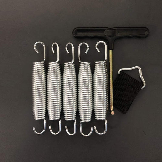 Trampolineveren 5 stuks 140 mm met veertrekker en driehoeksgesp – vervangingsveren – trampoline accessoires