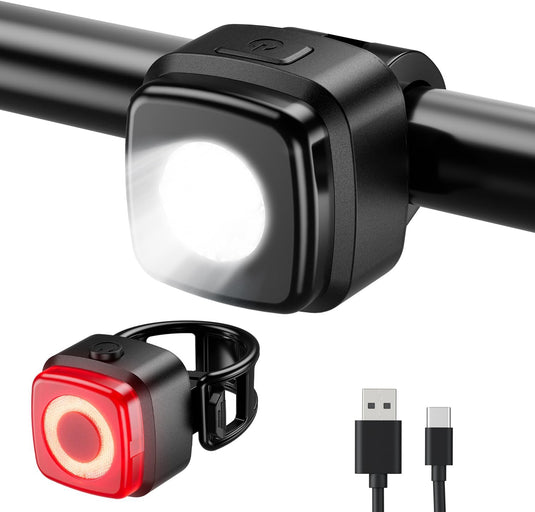 Oplaadbare fietsverlichting set USB-C IPX5 met voor- en achterlicht – fietslamp – LED fietslicht