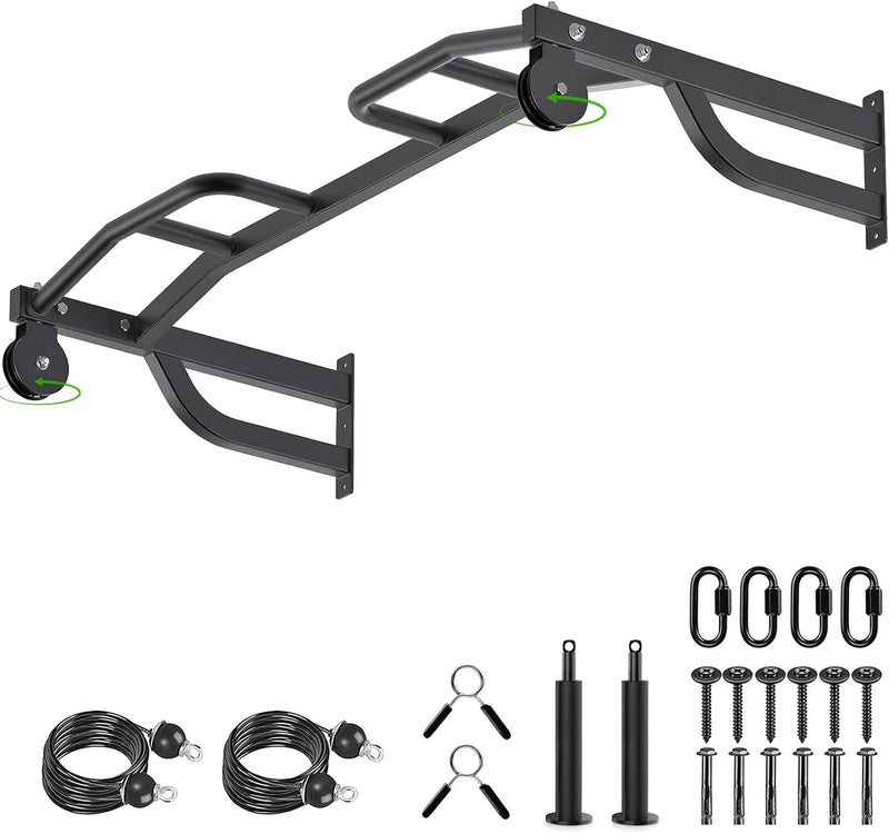 Load image into Gallery viewer, Ceiling-mounted pull-up bar with pulley system and multiple grip positions – pull-up bar – cable trainer
