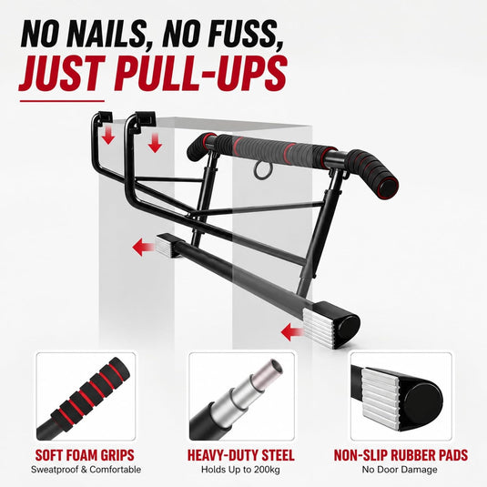 Opvouwbare optrekstang voor deurkozijn zonder boren tot 200 kg – pull-up bar – calisthenics