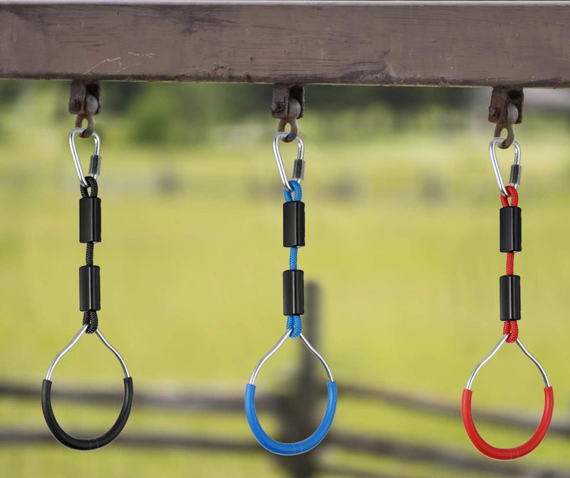 Laden Sie das Bild in Galerie -Viewer, Klimringen voor kinderen 4 stuks met ophanghaken tot 120 kg – gymnastiekringen – ninja parcours accessoires
