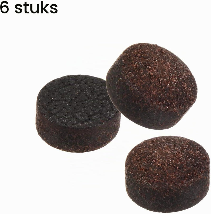 Laad afbeelding in Galerijviewer, Biljart keu tips 6 stuks 11 mm van rundleer bruin – vervangende pomeransen – biljart accessoires
