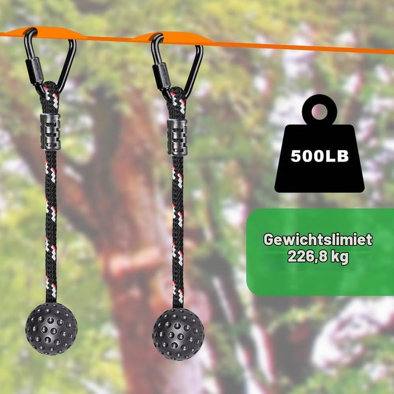 Załaduj obraz w przeglądarce galerii, Drewniane drążki do zwisania, 2 sztuki, 35 cm, z linami do zawieszania i karabińczykami – tor ninja – akcesoria do wspinaczki
