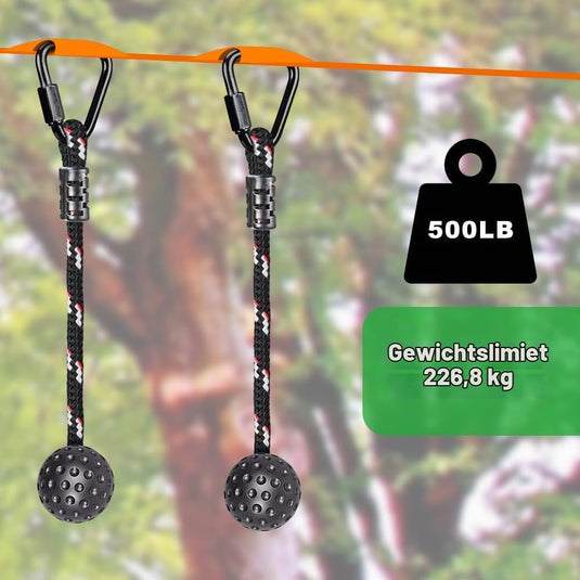 Drewniane drążki do zwisania, 2 sztuki, 35 cm, z linami do zawieszania i karabińczykami – tor ninja – akcesoria do wspinaczki