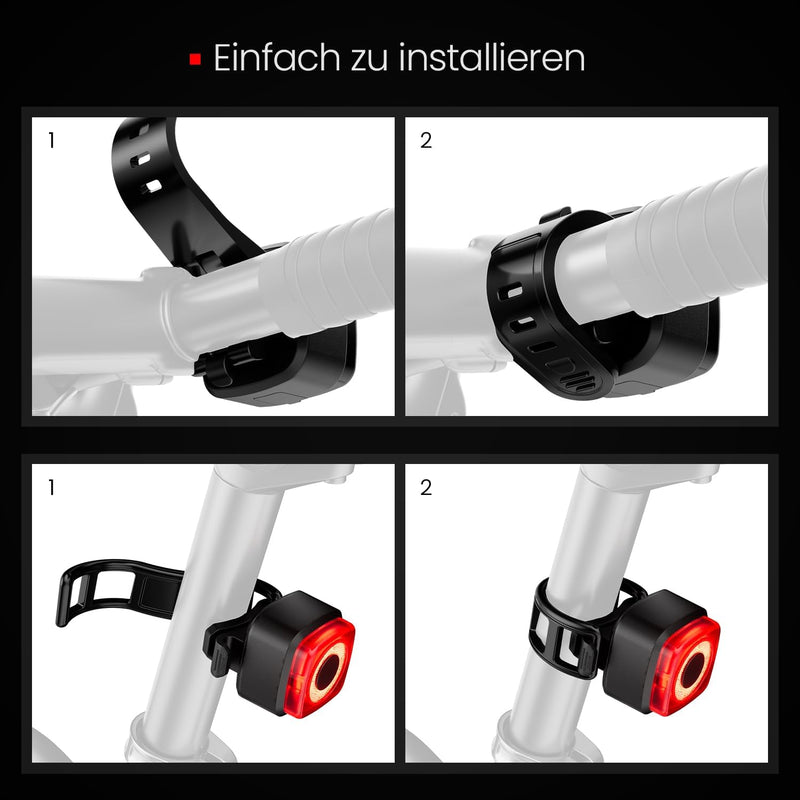 Load image into Gallery viewer, Oplaadbare fietsverlichting set USB-C IPX5 met voor- en achterlicht – fietslamp – LED fietslicht
